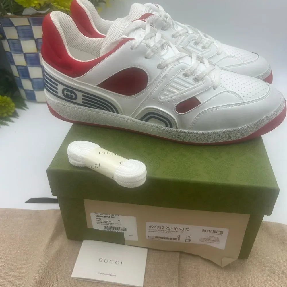 Men’s Gucci demetra basket leather sneakers size 12 made in Italy